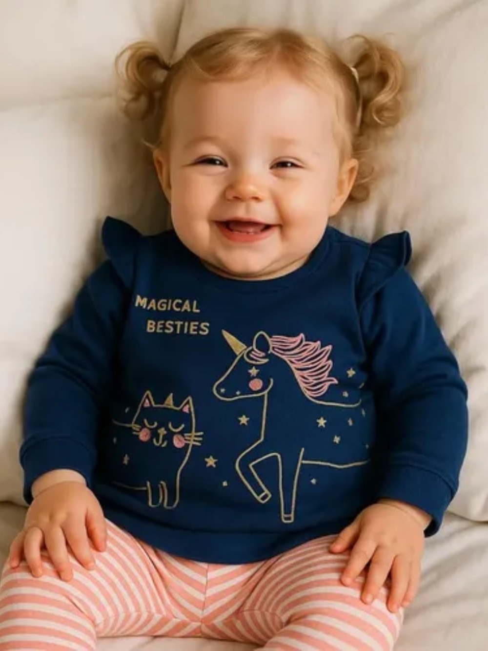 Carter's Navy Unicorn & Cat "Magical Besties" Sweatshirt